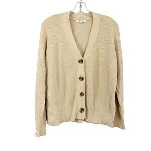 Madewell Beige Oatmeal Ribbed Knit Button Front Cardigan Sweater Size Small